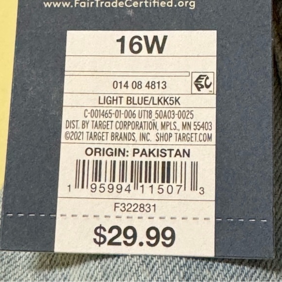 NWT Universal Thread High Rise Slim Straight Women’s Jeans Light Blue Size 16W - Picture 9 of 9